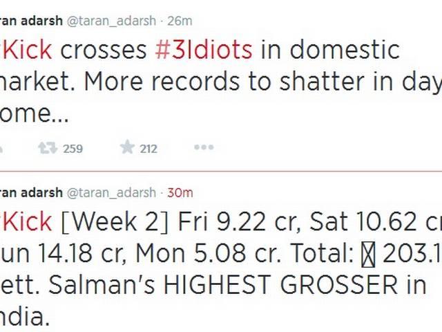 200 करोड़ क्लब में शामिल हो 'किक' ने आमिर की थ्री ईडियट्स को पछाड़ा ‘Kick’ earns Rs 200 crore, becomes Salman Khan’s highest grosser in India