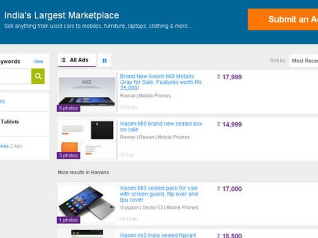 फ्लिपकार्ट के बाद अब e-bay, olx पर भी आया जियोमी Mi3 ,पर कीमत 20,000 रुपये तक xiaomi_black_sell_on_olx_e-bay