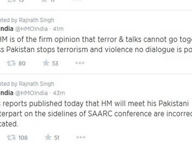 सार्क सम्मेलन में पाक के गृह मंत्री से कोई मुलाकात, बात नहीं होगी: राजनाथ No talks with Pakistan Home Minister on SAARC summit: Rajnath