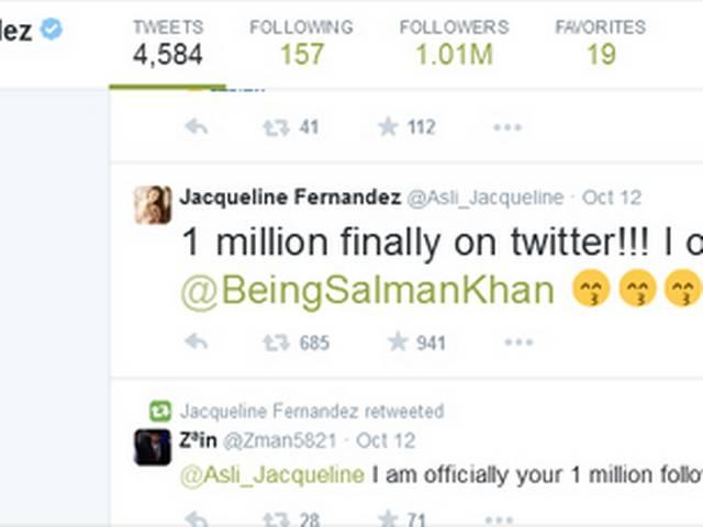 ट्विटर पर 10 लाख फैंस के लिए जैकलीन ने किया सलमान का शुक्रिया kick-jacqueline-twitter