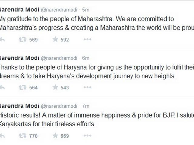 हरियाणा और महाराष्ट्र में ऐतिहासिक नतीजे : मोदी modi tweet