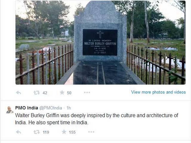 लखनऊ विश्वविद्यालय को डिजाइन करने वाले ऑस्ट्रेलियन आर्किटेक्ट ग्रिफिन को पीएम मोदी ने किया याद PM Modi tweeted, ‘Walter Burley Griffin, the well known American architect designed Canberra. His final resting place is at Lucknow Christian Cemetery.’