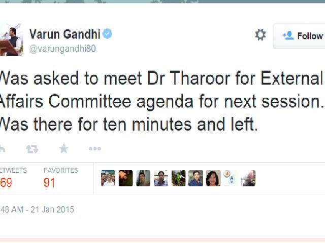 वरूण गांधी ने शशि थरूर से मुलाकात की varun gandhi meets shashi tharoor