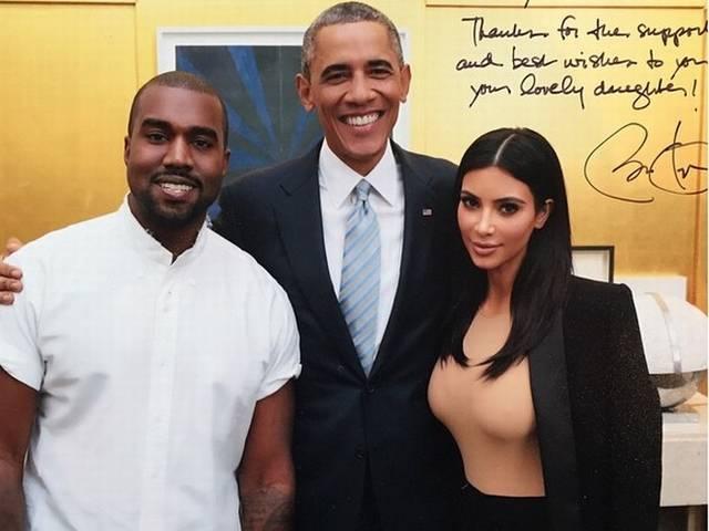 किम करदाशियां और उनके पति ने ओबामा के साथ खिंचवाई फोटो kim kardashian_kanya west_obama_