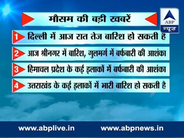 मौसम LIVE: दिल्ली में आज रात हो सकती है तेज बारिश, पहाड़ी राज्यों में भारी बर्फबारी की आशंका mausam_live