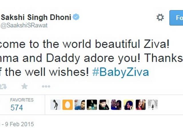 ट्विटर पर धोनी की बेटी की धूम, नन्ही परी 'ज़ीवा' के लिए उमड़ा प्यार Dhoni names his daughter Ziva