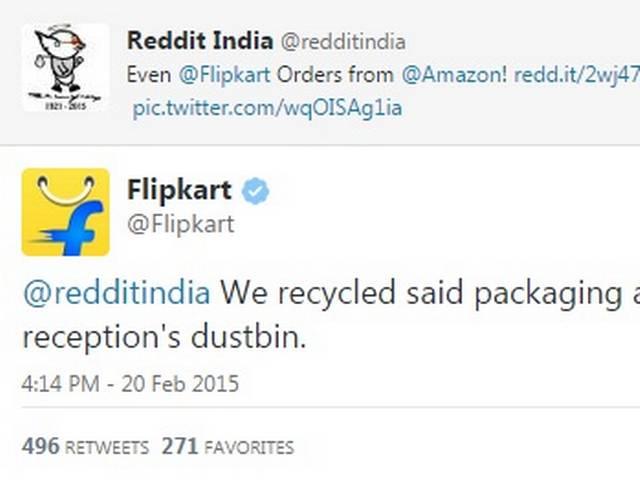 सोशल मीडिया पर वायरल हुआ 'फ्लिपकार्ट के ऑफिस में एमेजॉन का डस्टबिन' Flipkart uses Amazon package as dustbin