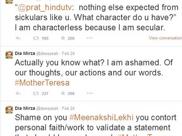 दिया मिर्जा और मीनाक्षी लेखी में मदर टेरेसा पर छिड़ी जुबानी जंग diamirza_mminakshi_lekhi_mother_teresa