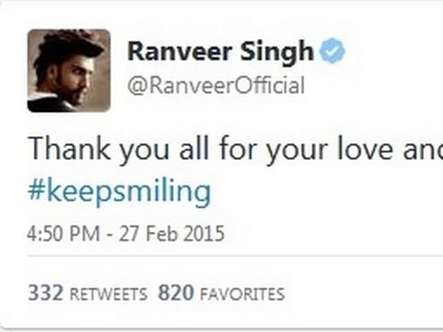 शूटिंग के दौरान घायल हुए रणबीर Ranveer Singh injured while shooting for Bajirao Mastani, thanks his fans for concern