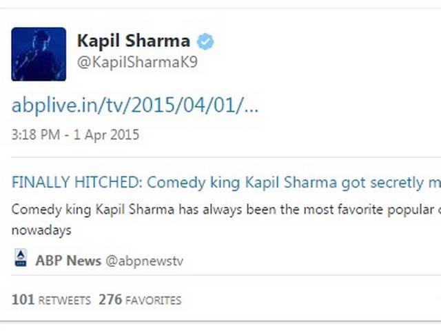 शादी के बंधन में बंधे कॉमेडी किंग कपिल, ट्विटर पर किया 'कंफर्म' Kapil Sharma_Twitter_Marriage_Confirm_