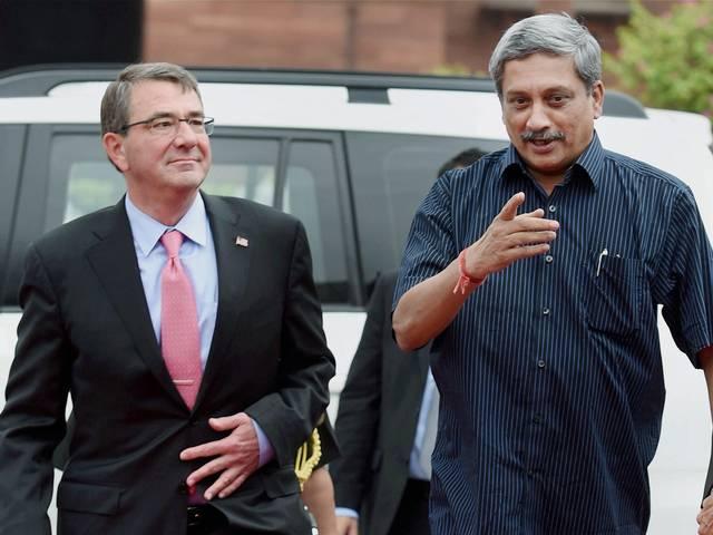 अमेरिकी रक्षा मंत्री एश्टन कार्टर ने की पर्रिकर से मुलाकात New Delhi_US Defence Secretary_Dr. Ashton Carter_Union Defence Minister_Manohar Parrikar