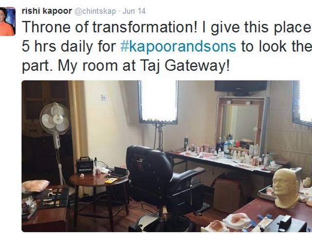'कपूर एंड सन्स' के लिए ऋषि कपूर कराते हैं 5 घंटे मेकअप rishi_kapoor_makeup_tweet
