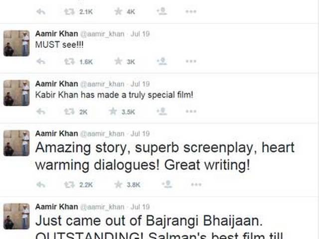 'बजरंगी भाईजान' सलमान की अब तक की सबसे बढ़िया फिल्म है: आमिर Aamir Khan Tweeted about Bajrangi Bhaijaan, ‘Amazing story, superb screenplay, heart warming dialogues!’