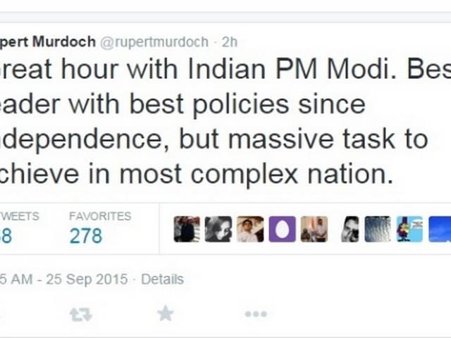 मीडिया टाइकून मर्डोक ने मोदी को बताया सबसे काबिल नेता Modi is the best leader with best policies since independence : Rupert Murdoch