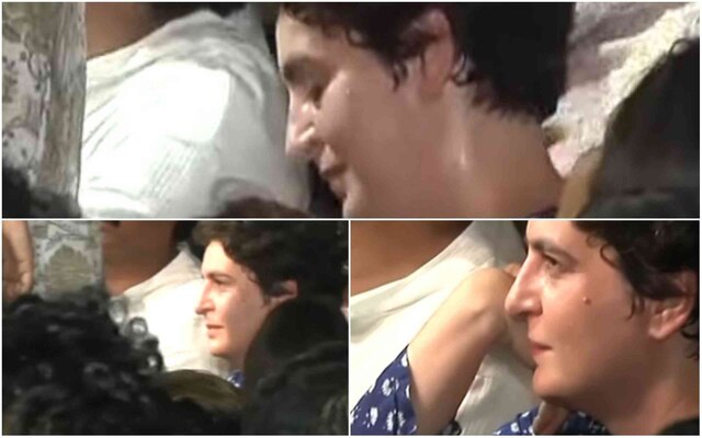 Priyanka Gandhi gets stuck, shoved in crowd at midnight candle march Priyanka Gandhi gets stuck, shoved in crowd at midnight candle march