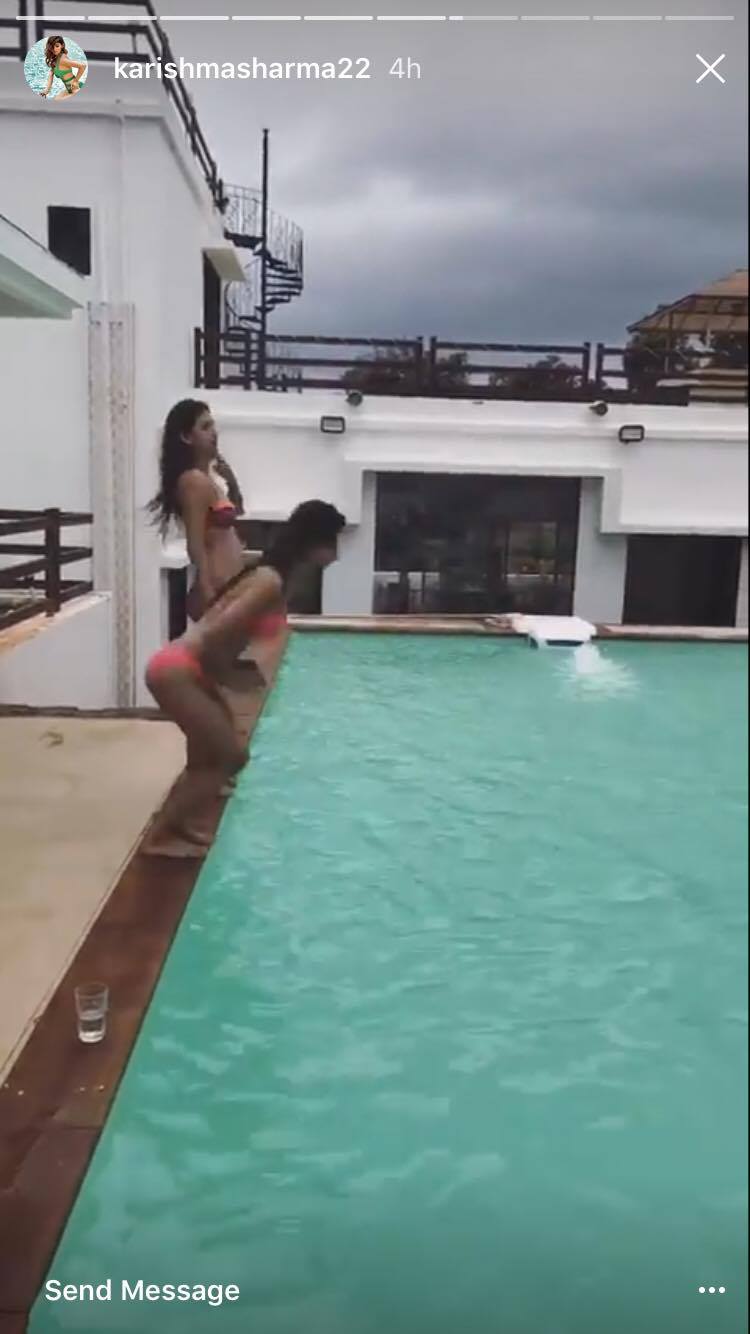 karishma Sharma’s Bikini Avatar, again showing the side of the pool