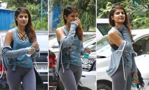 जिम के लिए निकलीं रेहा कैमरे में हुईं कैद See tha latest pictures of rhea chakraborty