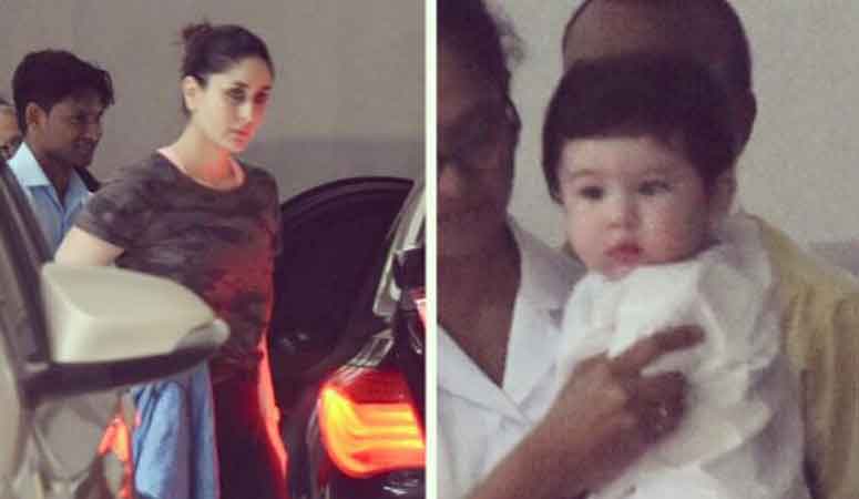 बेबी तैमूर को लेकर मम्मी से मिलने पहुंची बेबो, तस्वीरें वायरल Kareena Kapoor & cutie Taimur snapped as they drop in at mom Babita Kapoor place in Bandra
