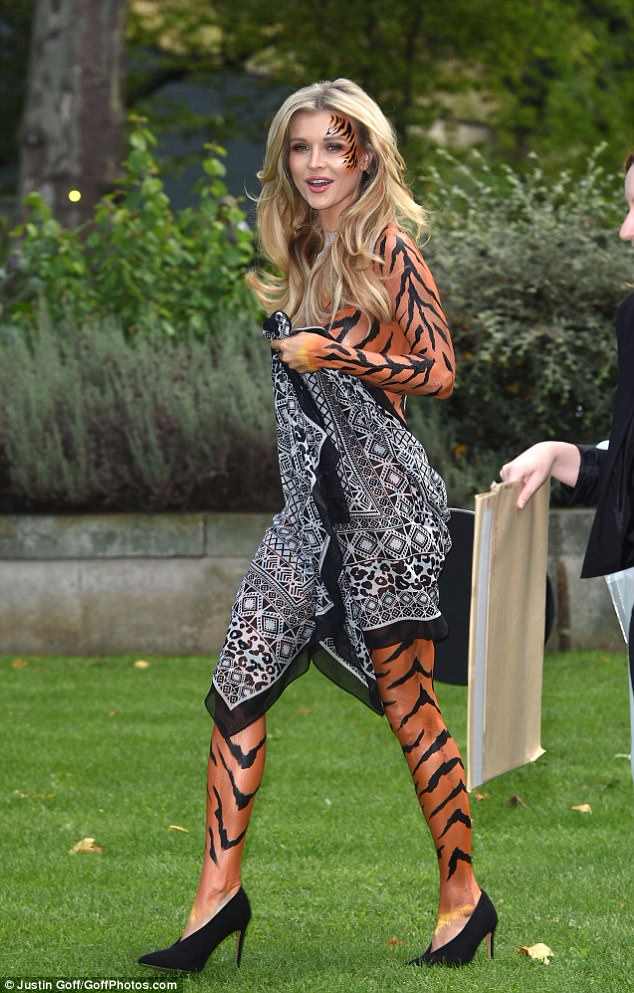 Housewives Of Miami star Joanna Krupa strips to tiger body paint to protest circuses in London