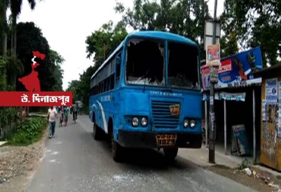 ভাঙচুর লরি, সরকারি বাস, উত্তর দিনাজপুরের চোপড়ায় বিজেপির বনধে অশান্তি