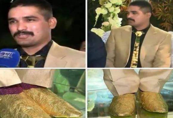 পায়ে সোনার জুতো, গলায় সোনার টাই, ২৫ লাখ টাকা দামের পোশাক পরে বিয়ে করলেন পাকিস্তানের এই পাত্র