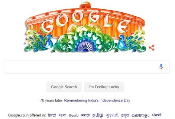 Google’s best wishes to the all indina for the 70th independence day through doodle