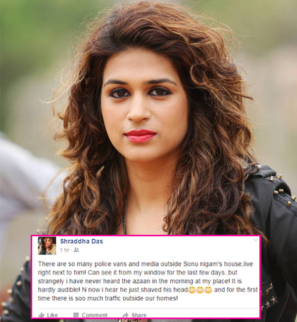 Shraddha Das's deleted FB post (Pic source: Bollywoodlife)