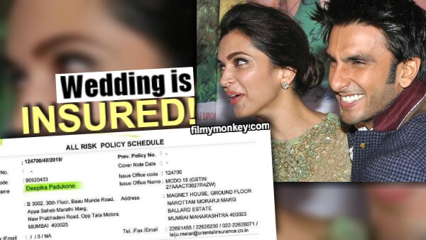 Deepika-Ranveer's Wedding is Insured; the insurance copy going viral! Deepika-Ranveer's Wedding is Insured; the insurance copy going viral!