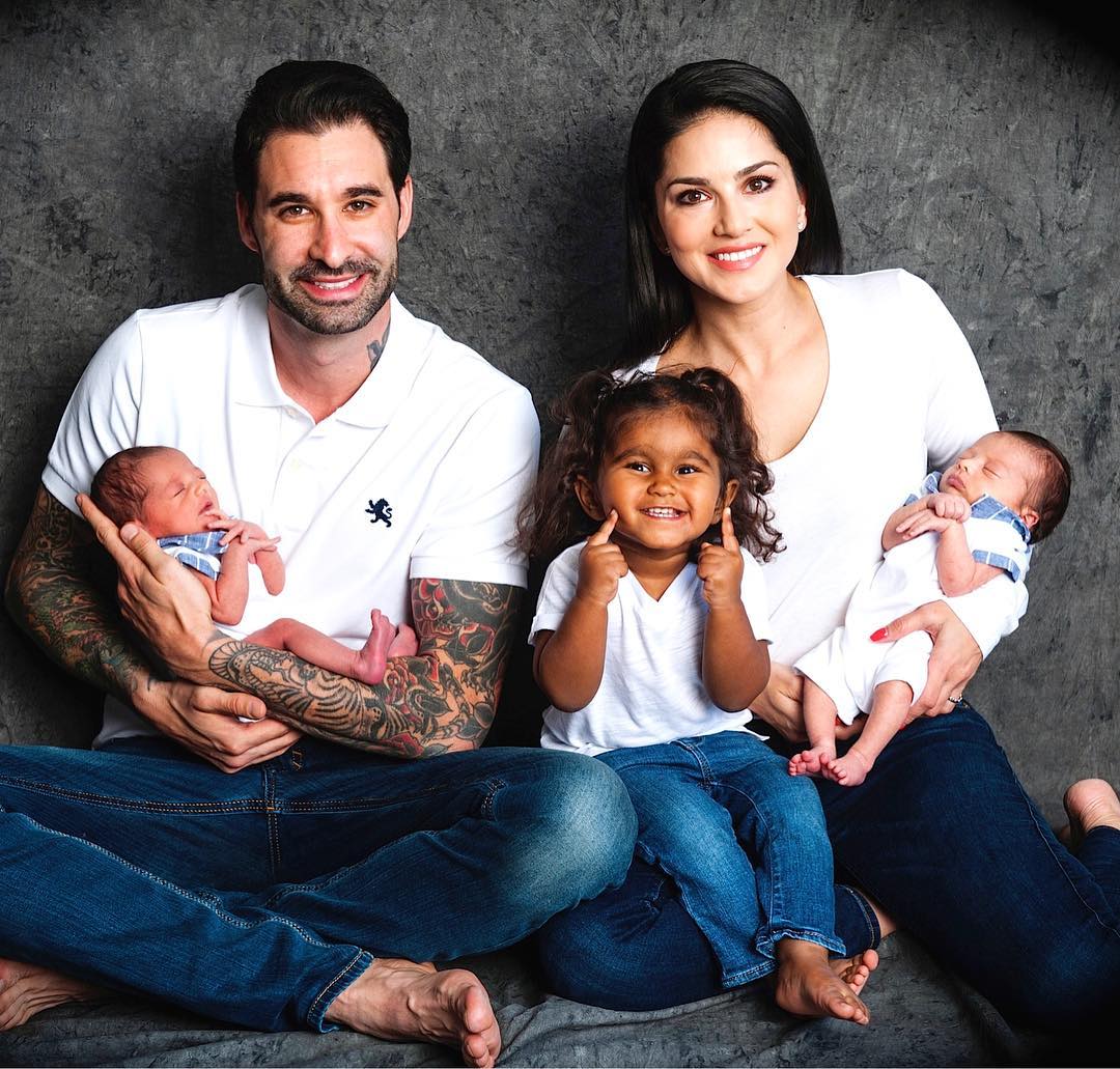 Mom-Dad Sunny Leone & hubby Daniel Weber celebrate Nisha Kaur Webe pic