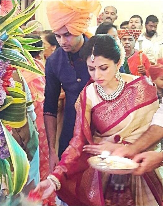 Bhagyashree & son Abhimanyu Dassani at their Royal Family's Ganesh