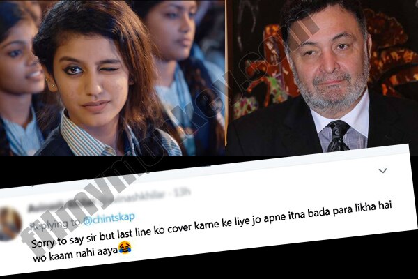 Rishi Kapoor S Tweet On Viral Girl Priya Prakash Varrier