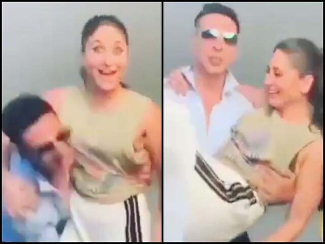 Image result for latest images of akshay kumar with kareena kapoor doing bala challenge