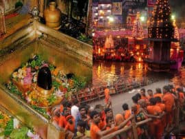 Sawan 2019 devotees pays tribute at kashi vishwanath temple take dip in holy ganga सावन का पहला दिन आज, काशी में भोले के दरबार पर लगी भक्तों की कतार