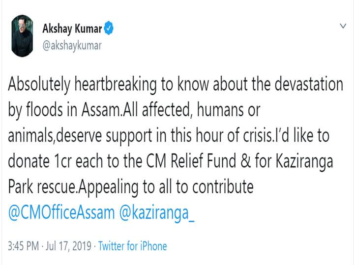 बॉलीवुड के महानायक ने असम बाढ़ पीड़ितों के लिए दान किए 51 लाख रुपए, लोगों से की मदद की अपील