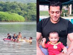 सलमान खान लगा रहे हैं, छोटे बच्चों के साथ नदी में डुबकी