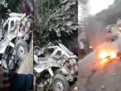 बरेली: तेज रफ्तार ट्रक ने बाइक और वैन को मारी टक्कर, 9 लोगों की मौत
